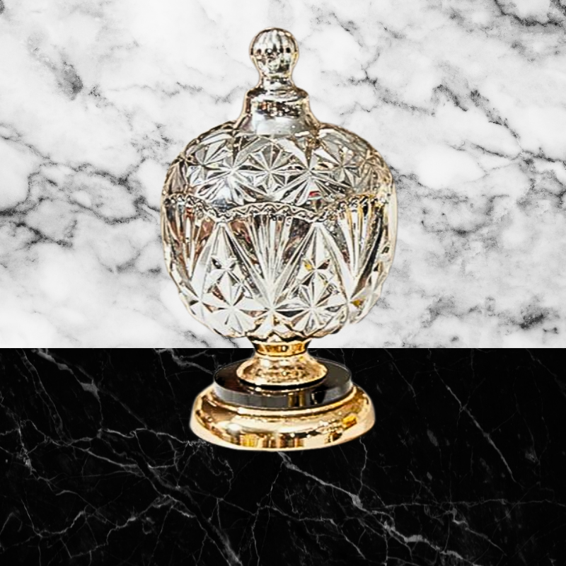 Black & Gold Footed Vessel - Silver Diamonds