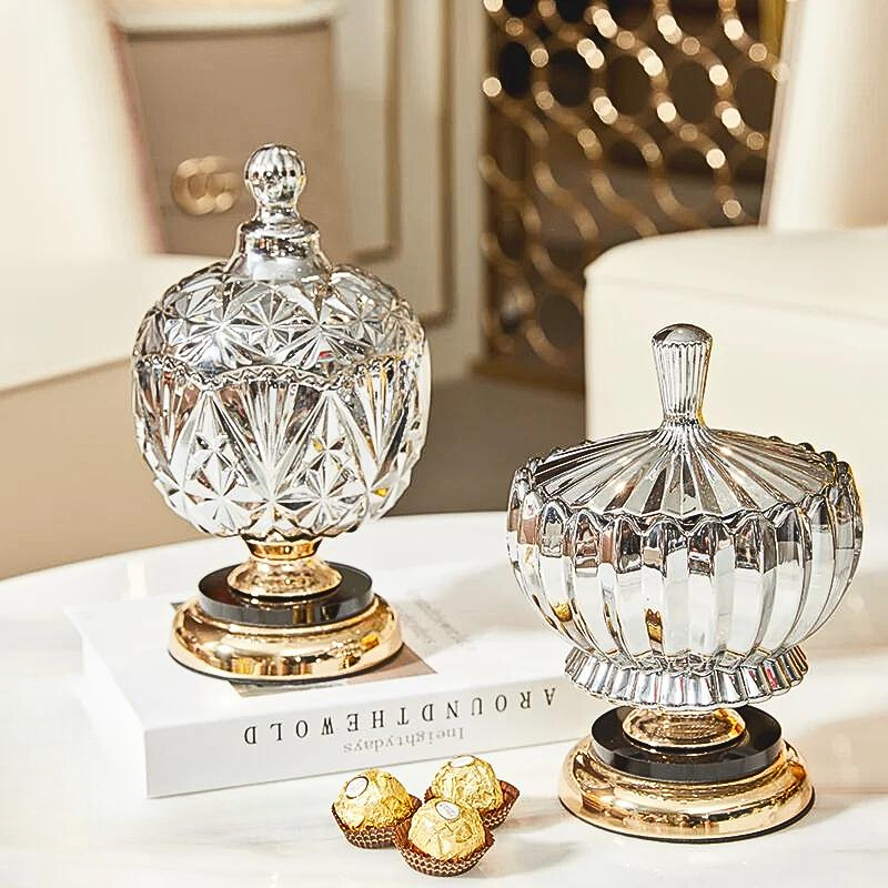 Black & Gold Footed Vessel - Silver Diamonds