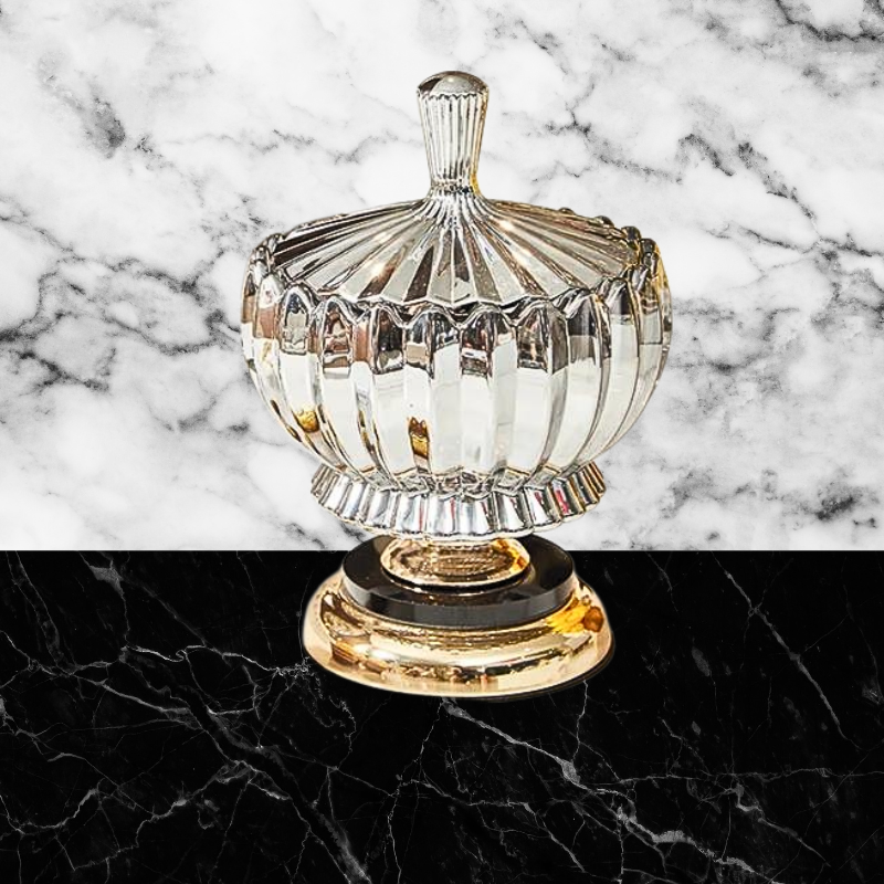 Black & Gold Footed Vessel - Silver Lotus