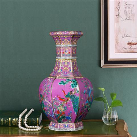 Exotic Purple Heron - Ink Porcelain Vase