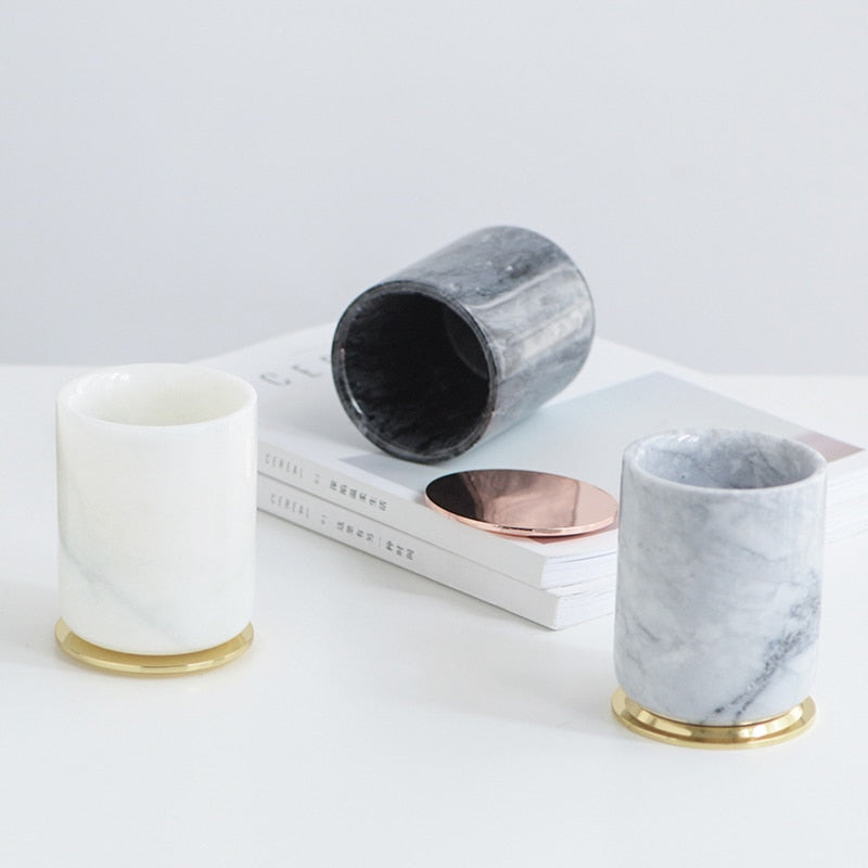 Marble Vessel - Ivory & Gold