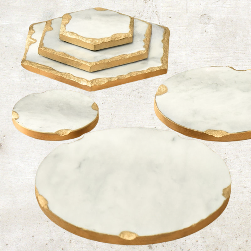 Marble & Gold Mood - White Hexagonal - Large