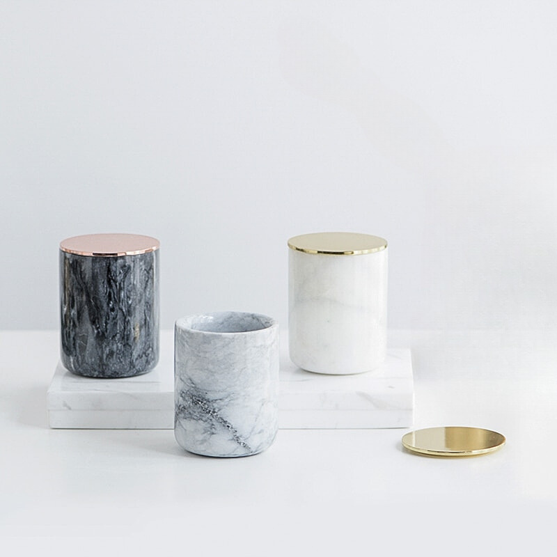 Marble Vessel - Ivory & Gold