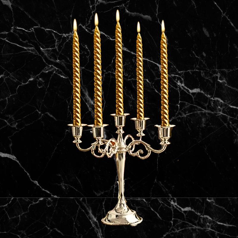 Metallic Spiral Candles - Long Dozen - Yellow