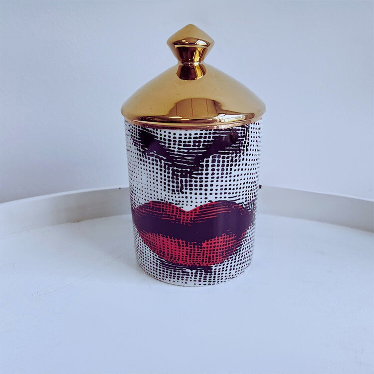 Italian Gold Pop Art Vessel - Pucker Up