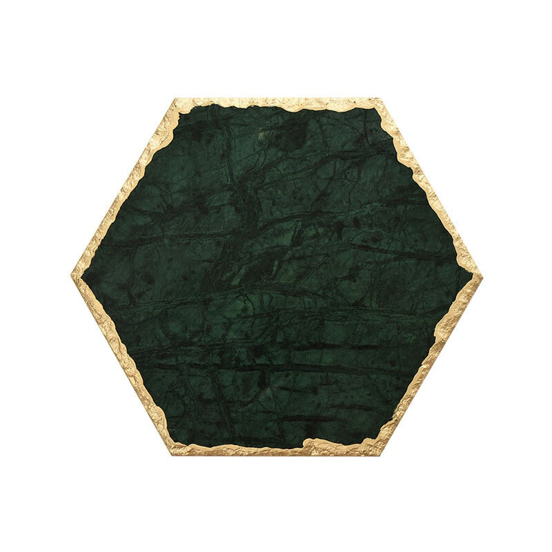 Marble & Gold Mood - Black Green Hexagonal - Large