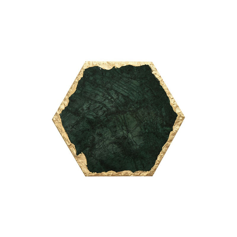 Marble & Gold Mood - Black Green Hexagonal - Medium