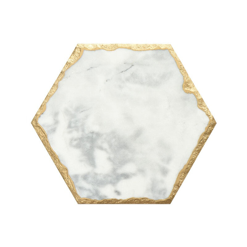 Marble & Gold Mood - White Hexagonal - Large