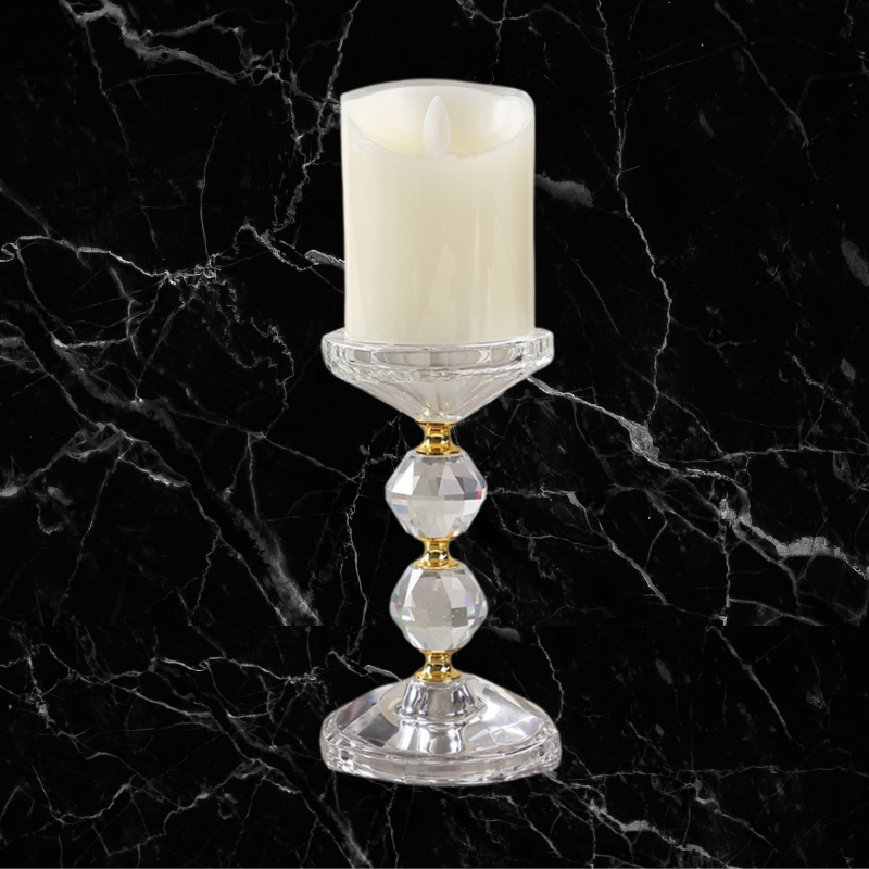 Crystal & Gold - Stacked Triple Ball Candleholder