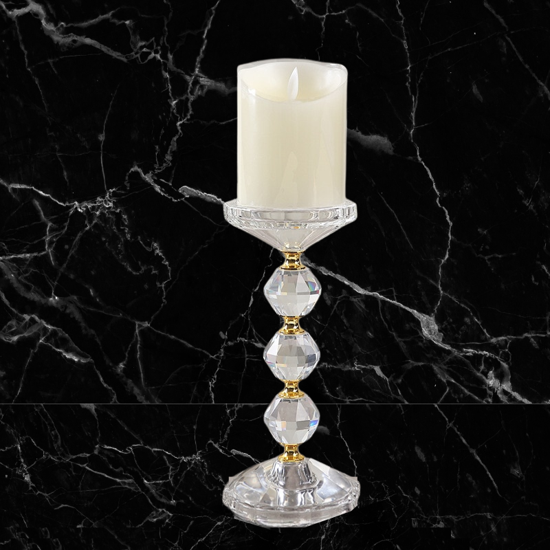 Crystal & Gold - Stacked Triple Ball Candleholder