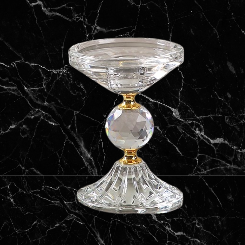 Crystal & Gold - Stacked Triple Ball Candleholder