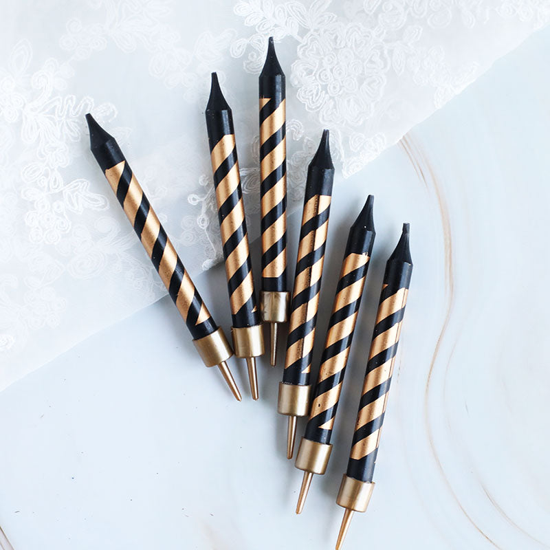 Black & Gold Birthday Candles - Stars