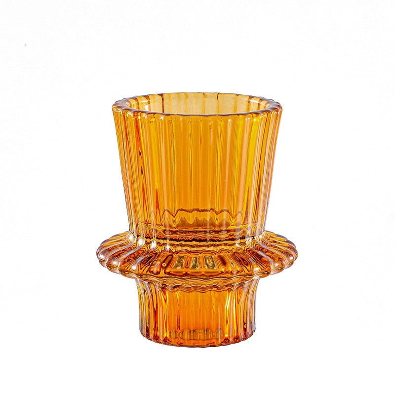 Amber Glass - Flute Candle Holder