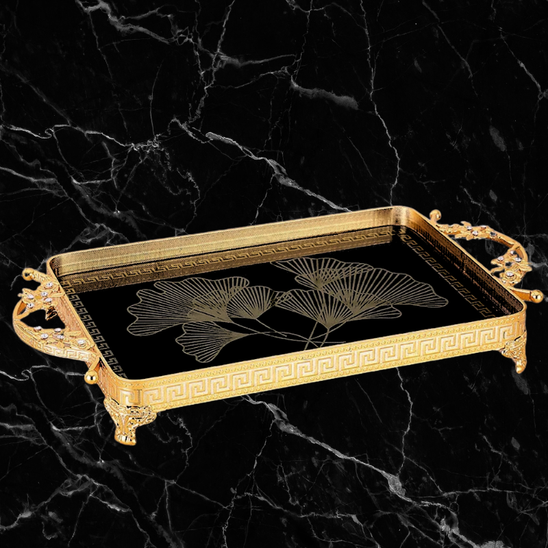 Greek Key Ginko Gilded Tray - Rectangle