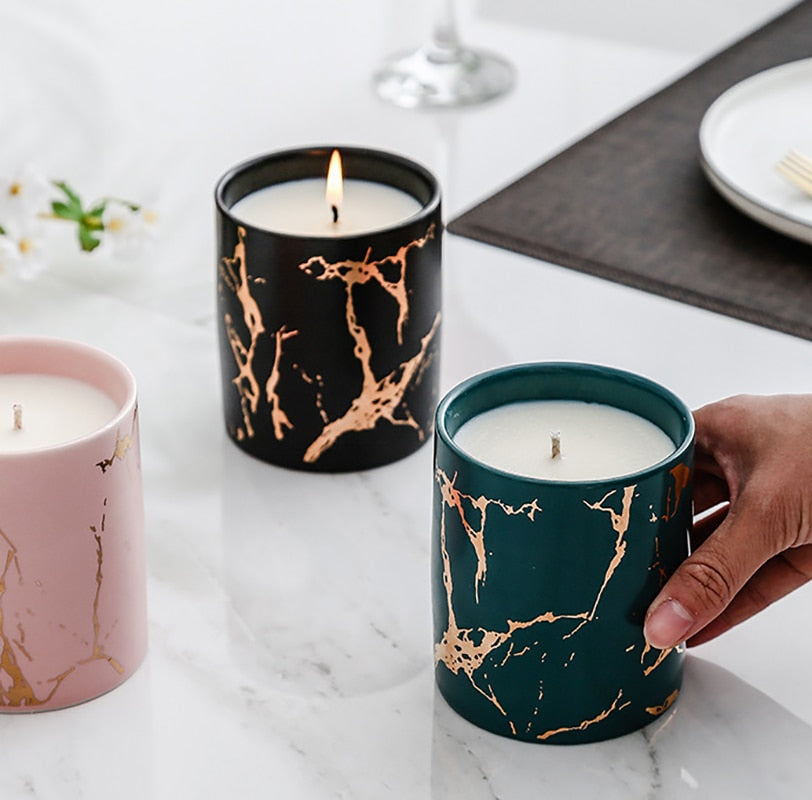 Gold Vein White Marble -  Scented Candle