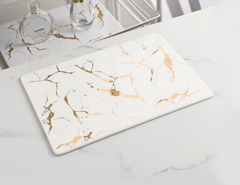 Gold Vein Candle Tray - White - Extra Large