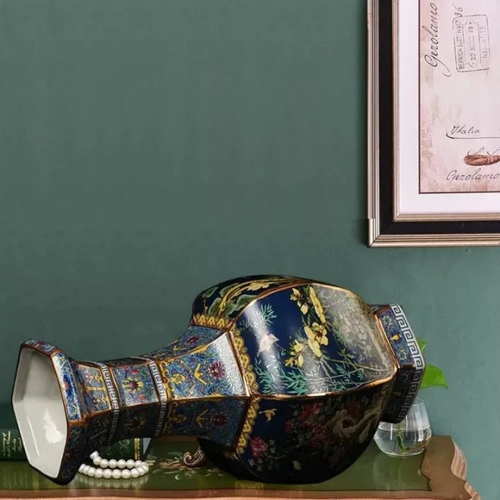 Exotic Purple Heron - Ink Porcelain Vase