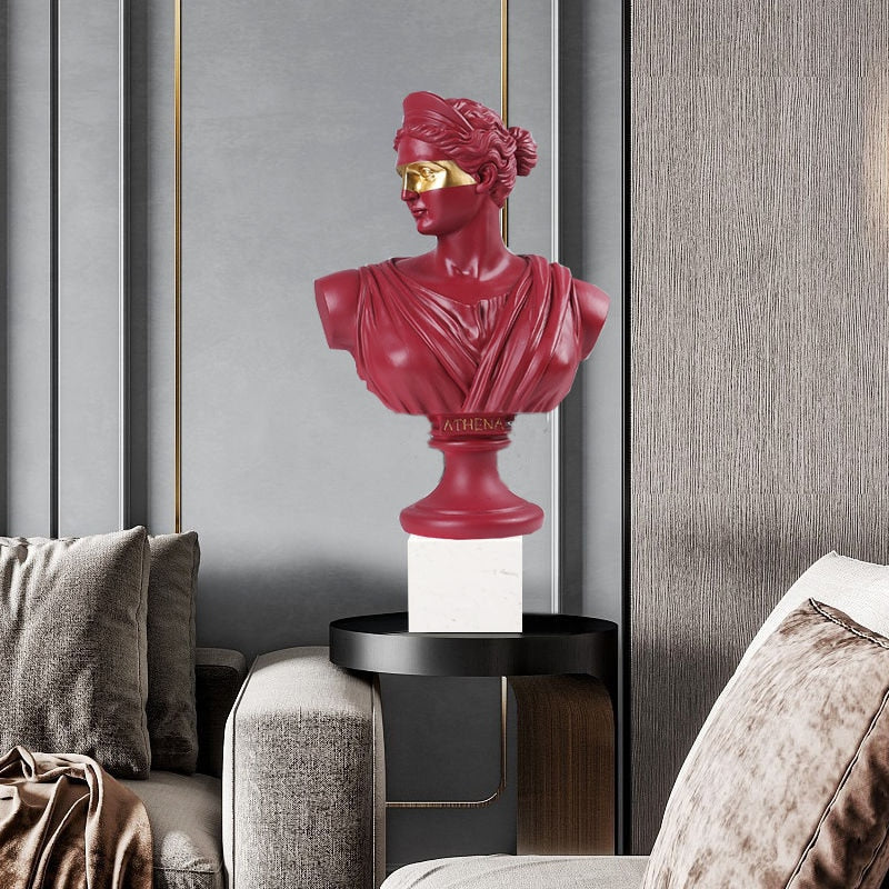 The Athena Sculpture -  Crimson & Gold