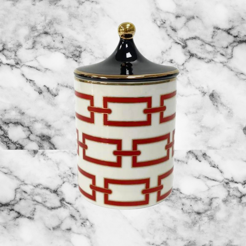 Geo Maze Vessel - Red & White