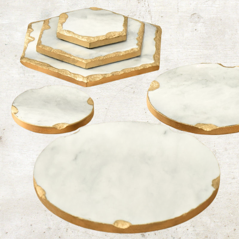 Marble & Gold Mood - White Round - Large