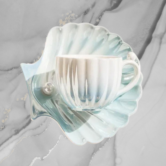 Pearl & Clam Shell Cup - Pearl Seafoam