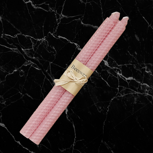 Rolled Honeycomb Taper Candles - Petal Pink