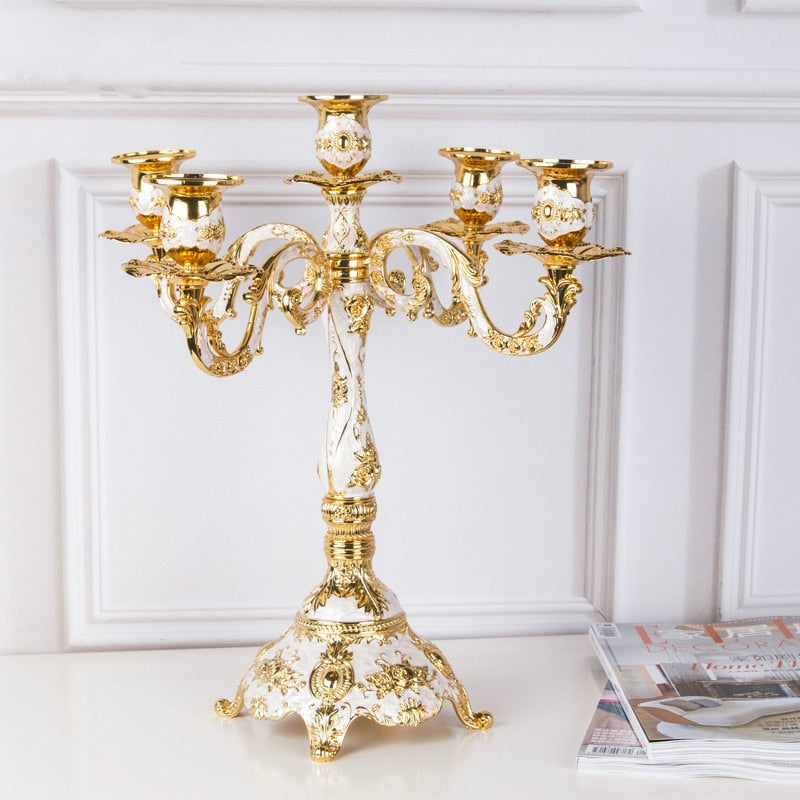 Regal Three Flame - Exquisite Candelabra - Red White & Gold