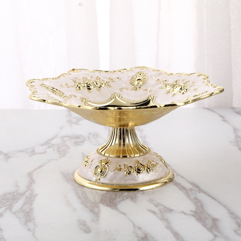 Pedestaled Low Bowl - Pearl & Gold