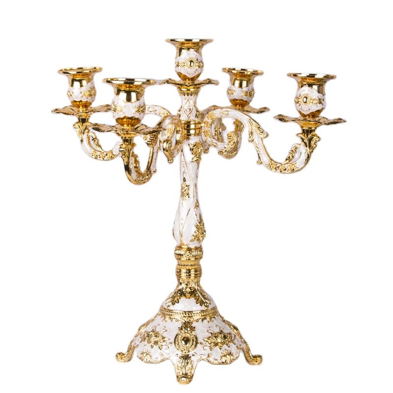 Regal Five Flame - Exquisite Candelabra - Red & Gold