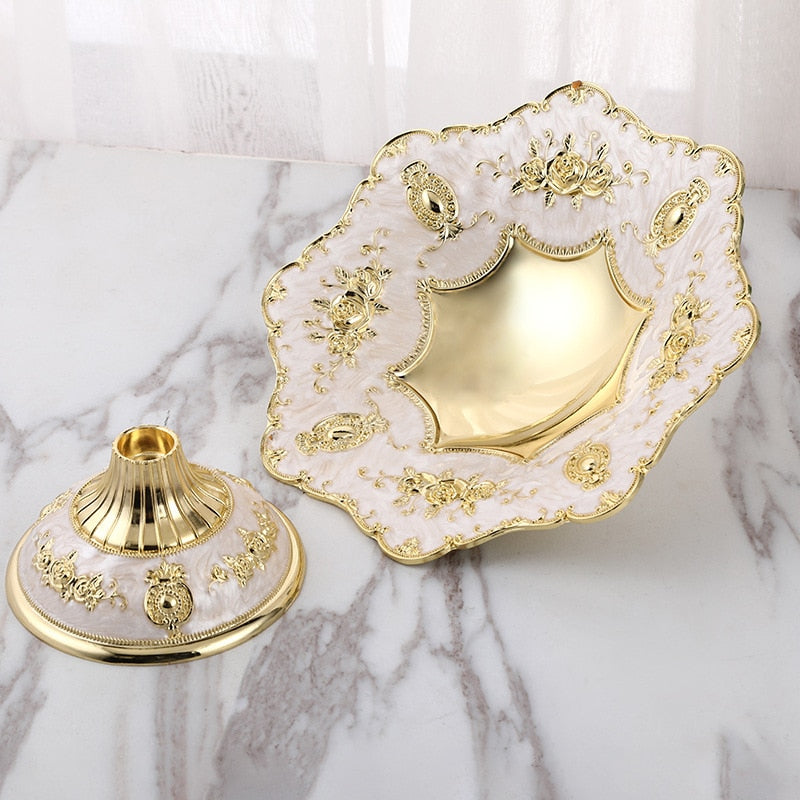 Pedestaled Low Bowl - Pearl & Gold