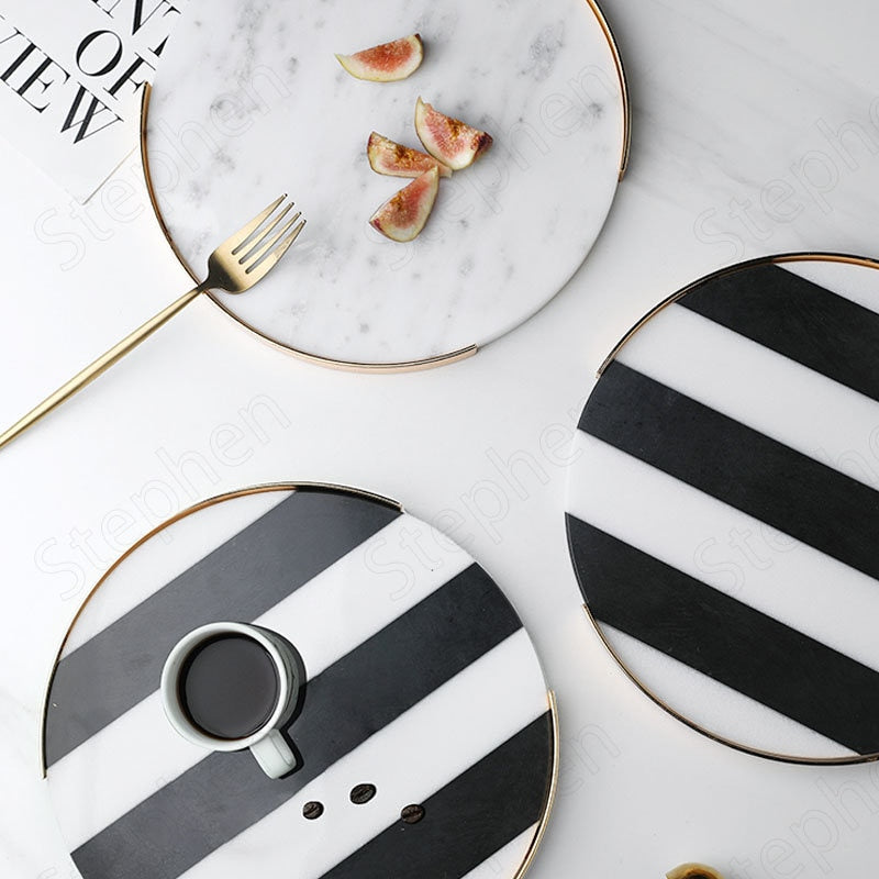 Full Circle Marble Tray - Carrara White