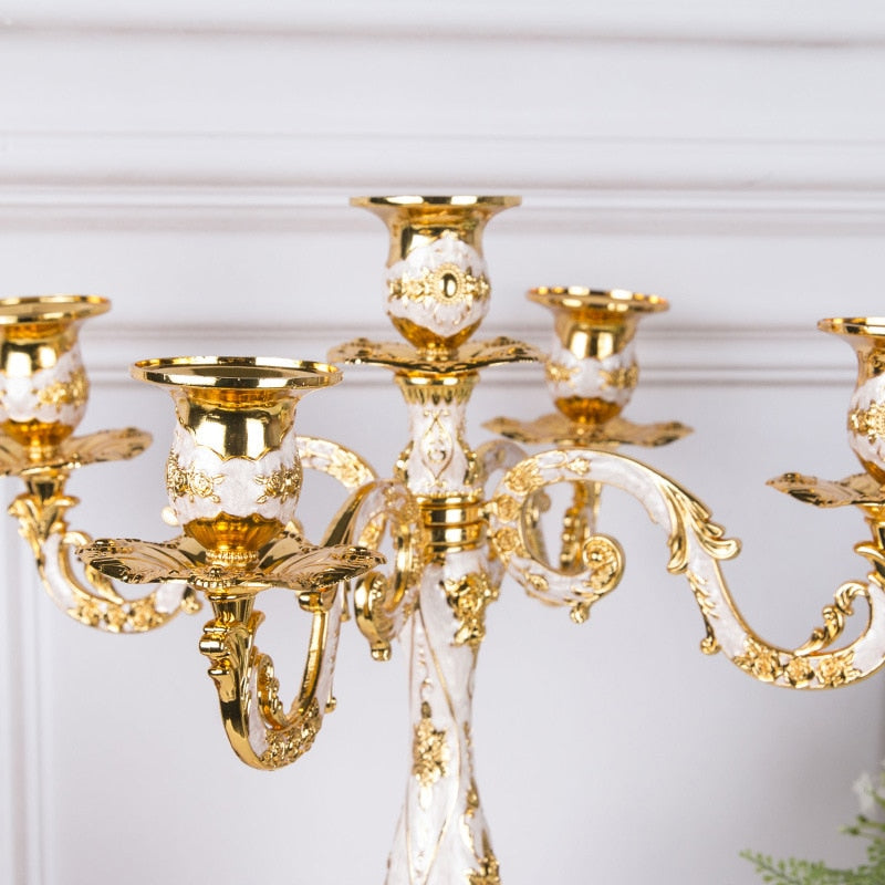 Regal Three Flame - Exquisite Candelabra - Pink & Gold