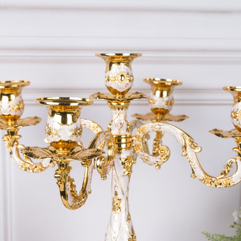 Regal Three Flame - Exquisite Candelabra - White & Silver