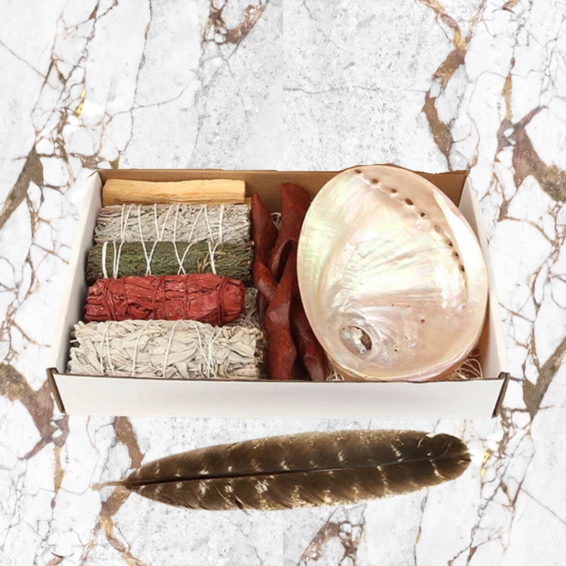 Smudge Bundles Kit - White Unpolished Abalone