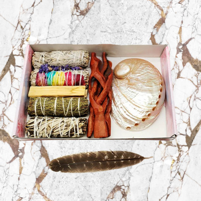 Smudge Bundles Kit - White Mother Of Pearl Shell