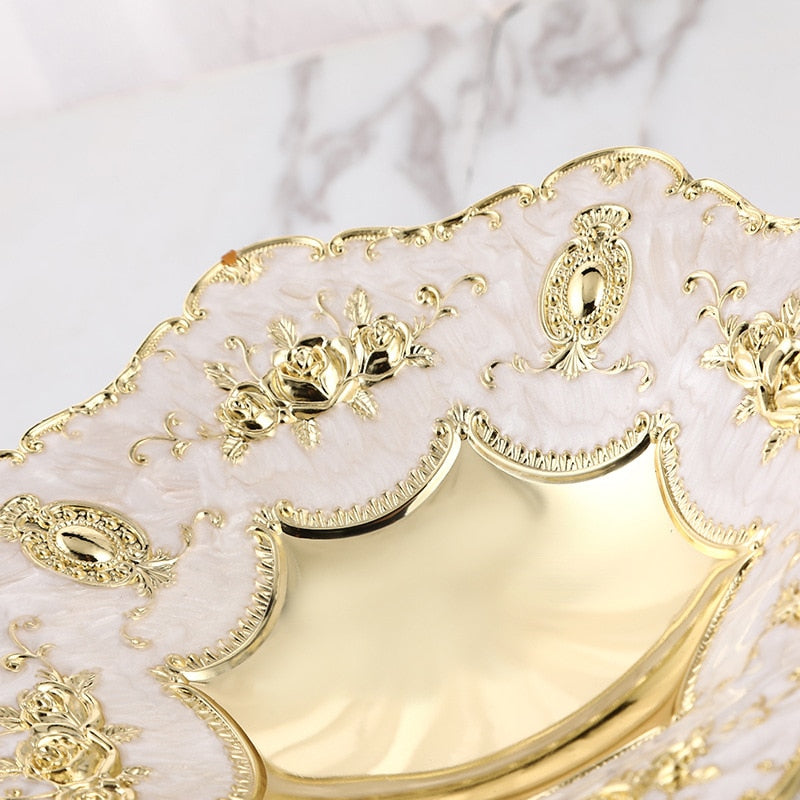Pedestaled Low Bowl - Pearl & Gold