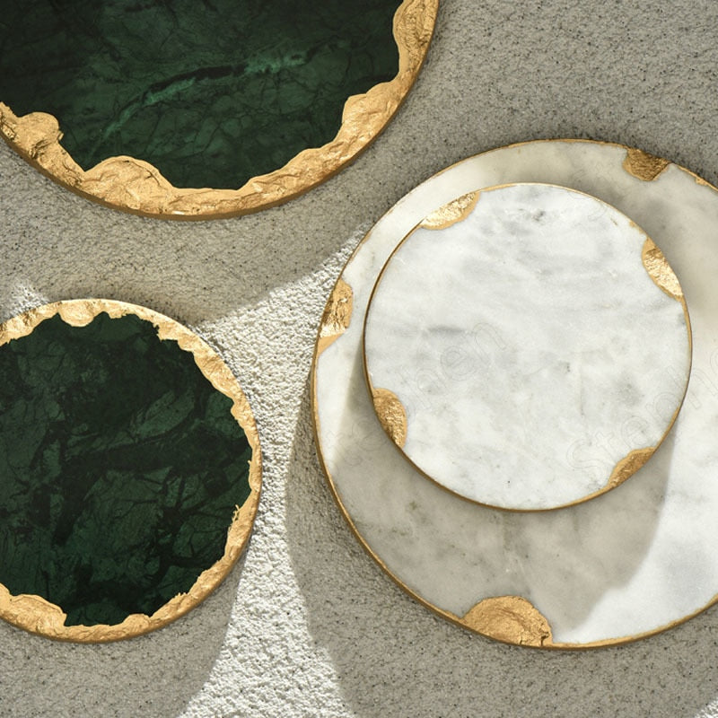 Marble & Gold Mood -  White Round - Medium