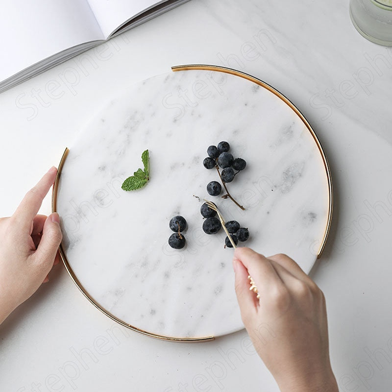 Full Circle Marble Tray - Carrara White