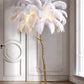 The Cleo Ostrich Lamp - Ecru & Gold