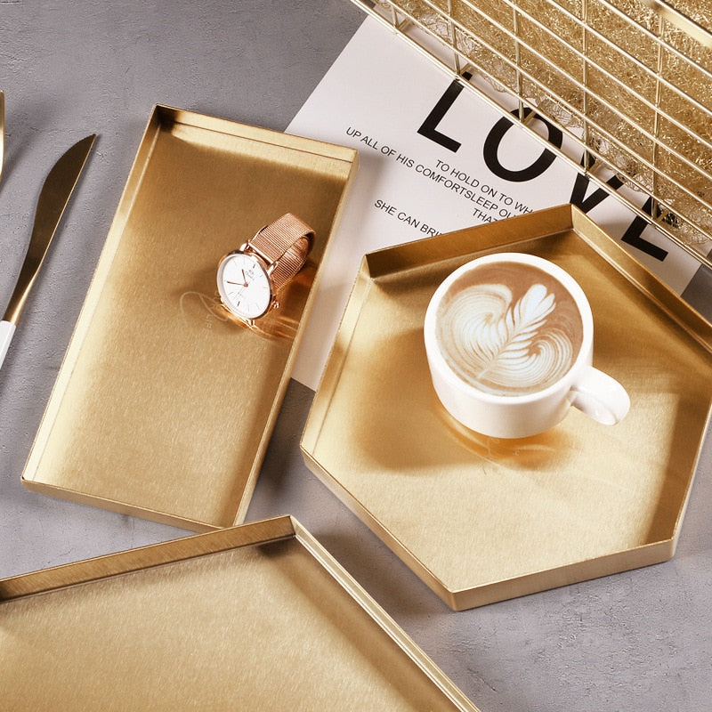 Slim & Gold Tray Collection -  Small Hexagon