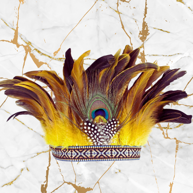 Royal Peacock Party Headdress - Canary