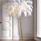 The Cleo Ostrich Lamp - White & Gold