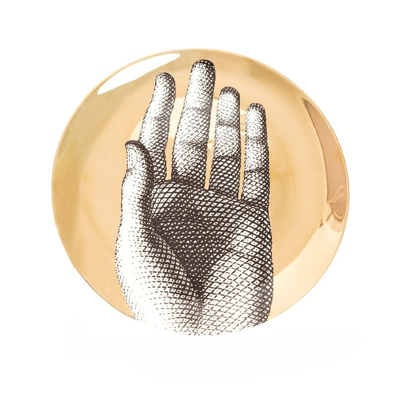 Italian Gold Pop Art - Open Palm - 8 Inch Dish