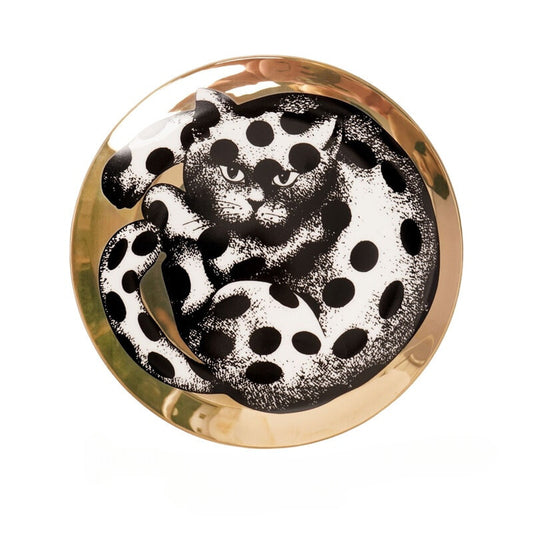 Italian Gold Pop Art - Polka Cat - 8 Inch Dish