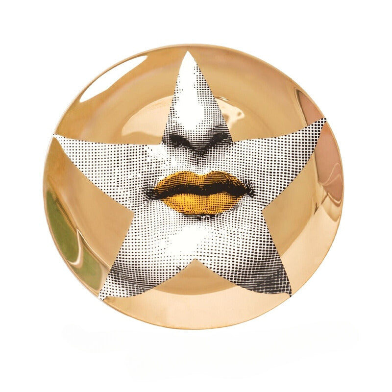 Italian Gold Pop Art - Star Lips - 8 Inch Dish