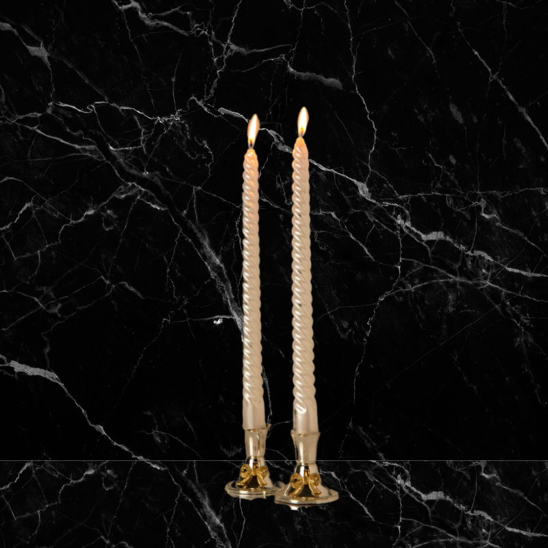 Metallic Spiral Candles - Long Dozen - White