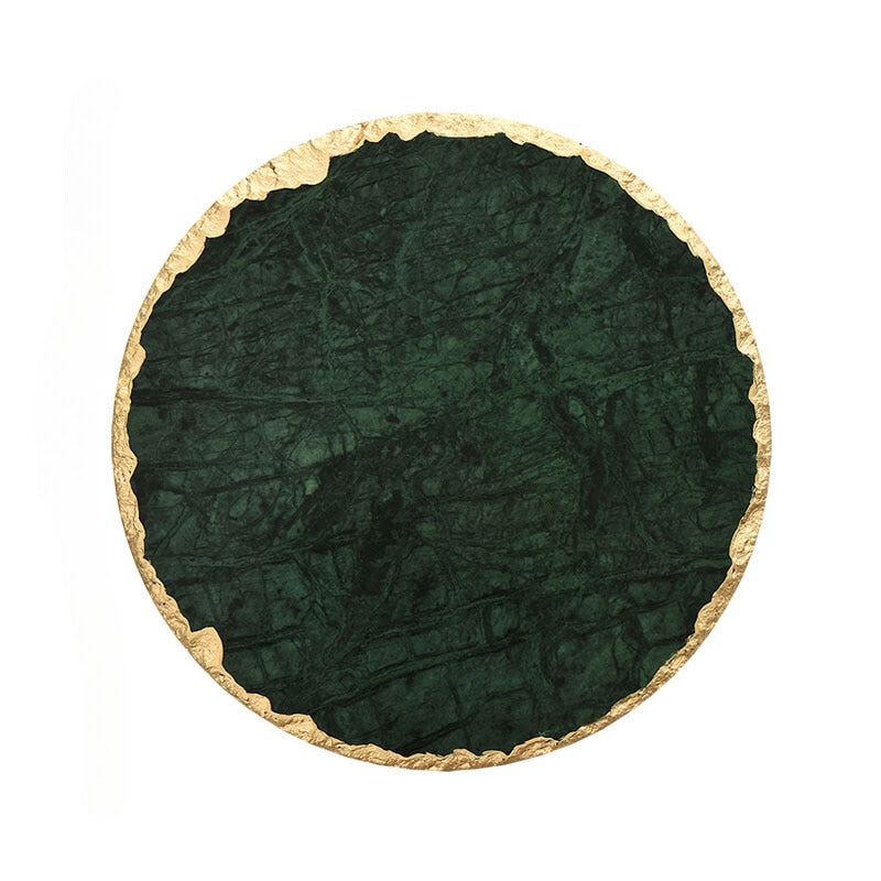 Marble & Gold Mood - Black Green Round - Large