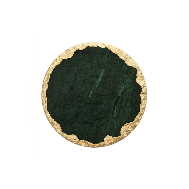 Marble & Gold Mood - Black Green Round - Medium