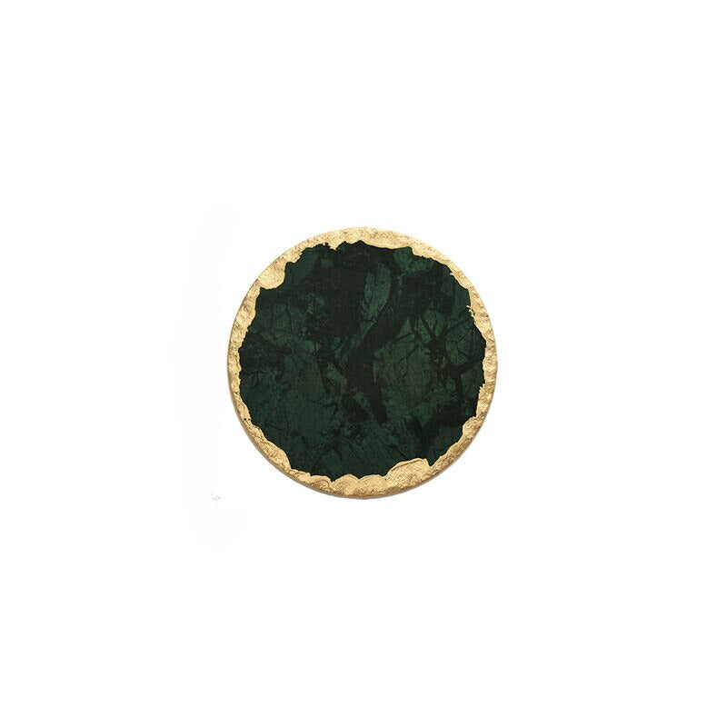 Marble & Gold Mood - Black Green Round - Small