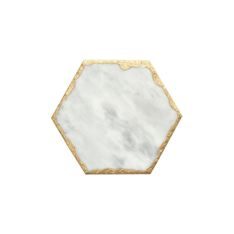 Marble & Gold Mood - White Hexagonal - Medium